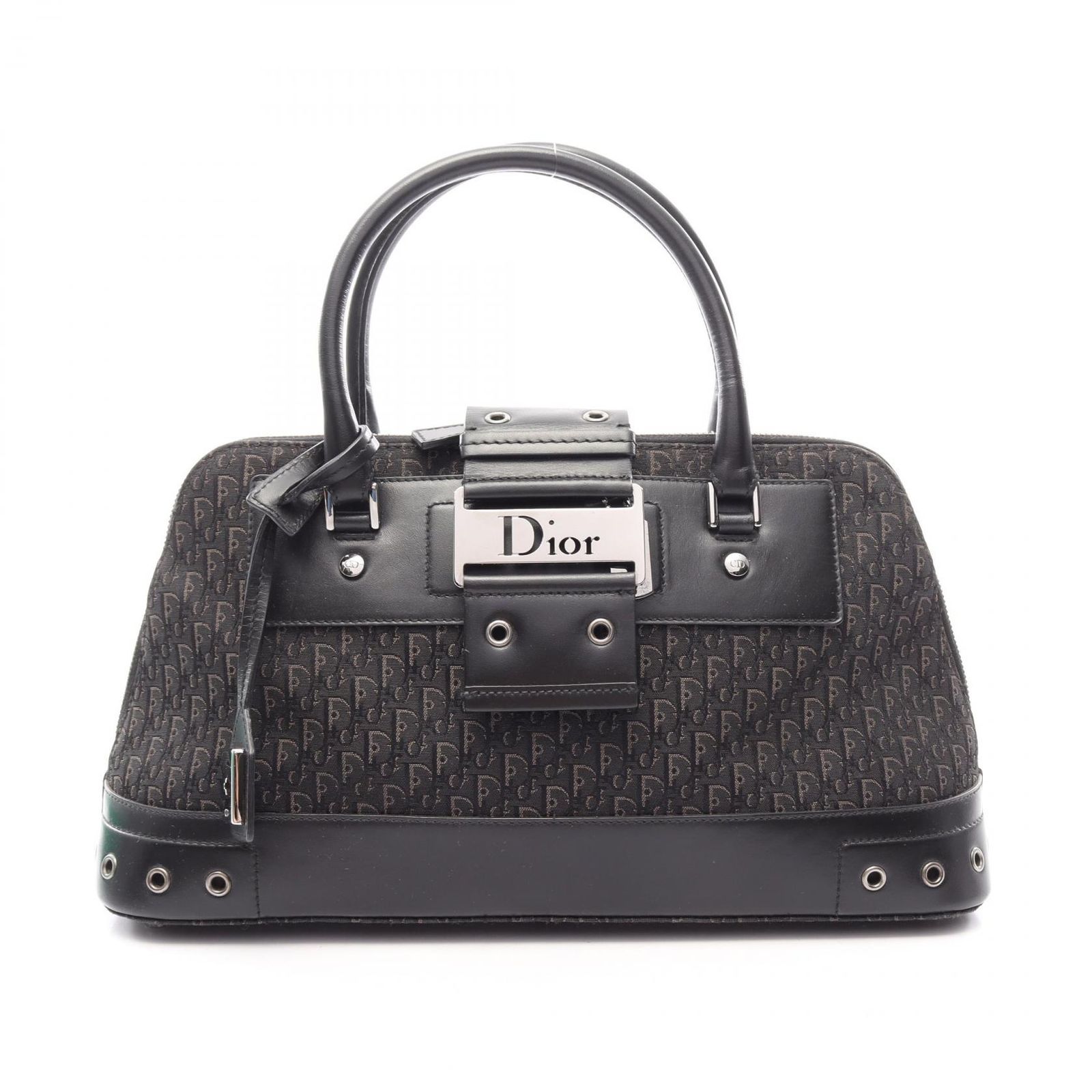 ディオール Dior ハンドバッグ ストリートシック トロッター ブラック/グレー キャンバス レザー ストリートシック トロッター ハンドバッグ レディース Used B