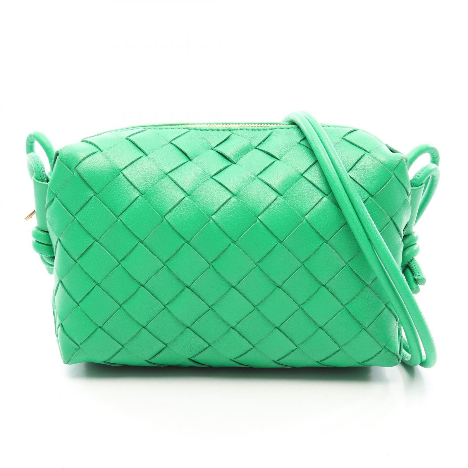 ボッテガヴェネタ BOTTEGA VENETA ショルダーバッグ ループ イントレチャート 680254 グリーン レザー ミニ ループ カメラバッグ レディース Used A