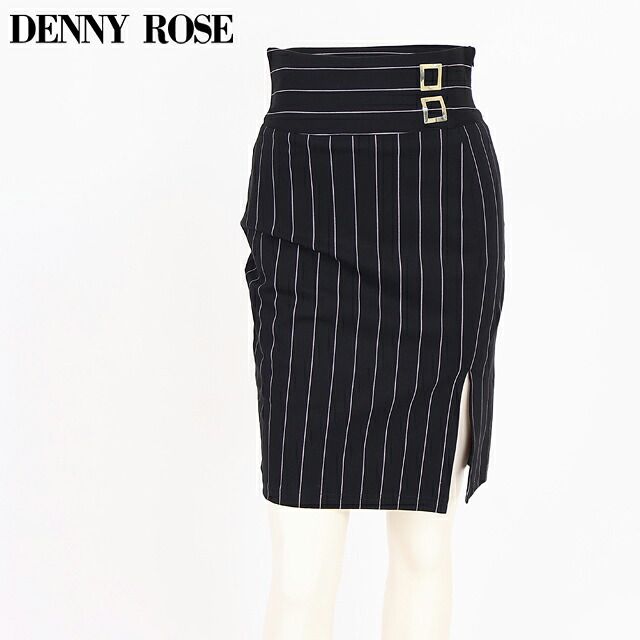 デニーローズ DENNY ROSE レディース ひざ丈スカート ピンストライプタイトスカート ブラック系（サイズ/40/42）uw0089