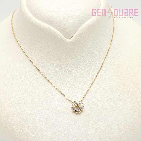 PonteVecchio ポンテヴェキオ K18YG ダイア ネックレス D0.12 花