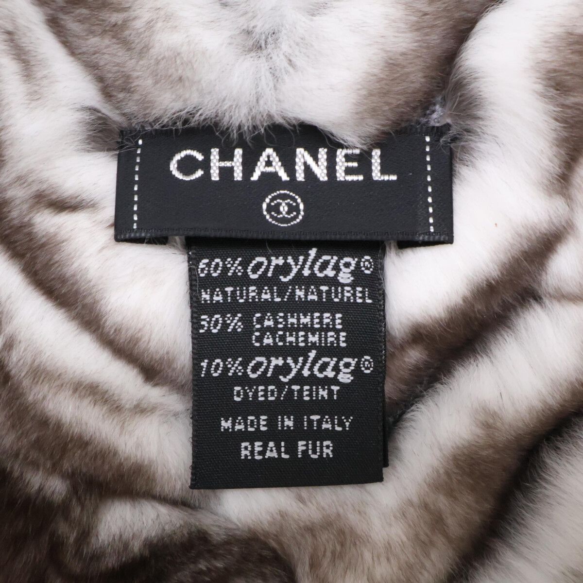 CHANEL シャネル オリラグ×カシミヤ リアルファー 両端ココマーク