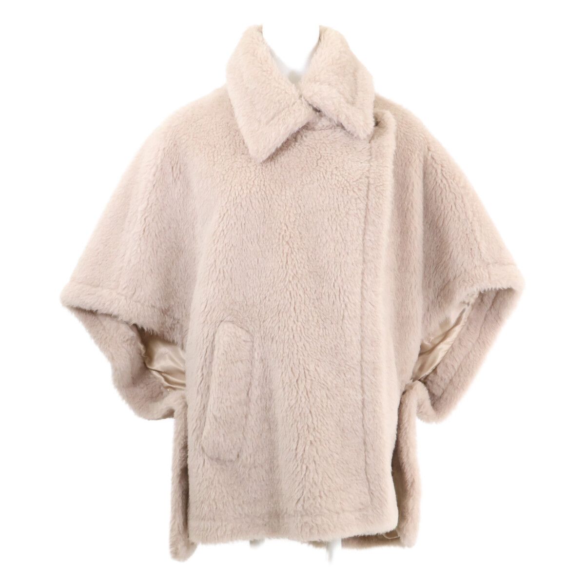 【新品未使用‼️】ベアポンチョ アルパカ素材 テディ ケープ ホワイト Max Mara マックスマーラ 美品 国内正規 473608236 ウール混アルパカ