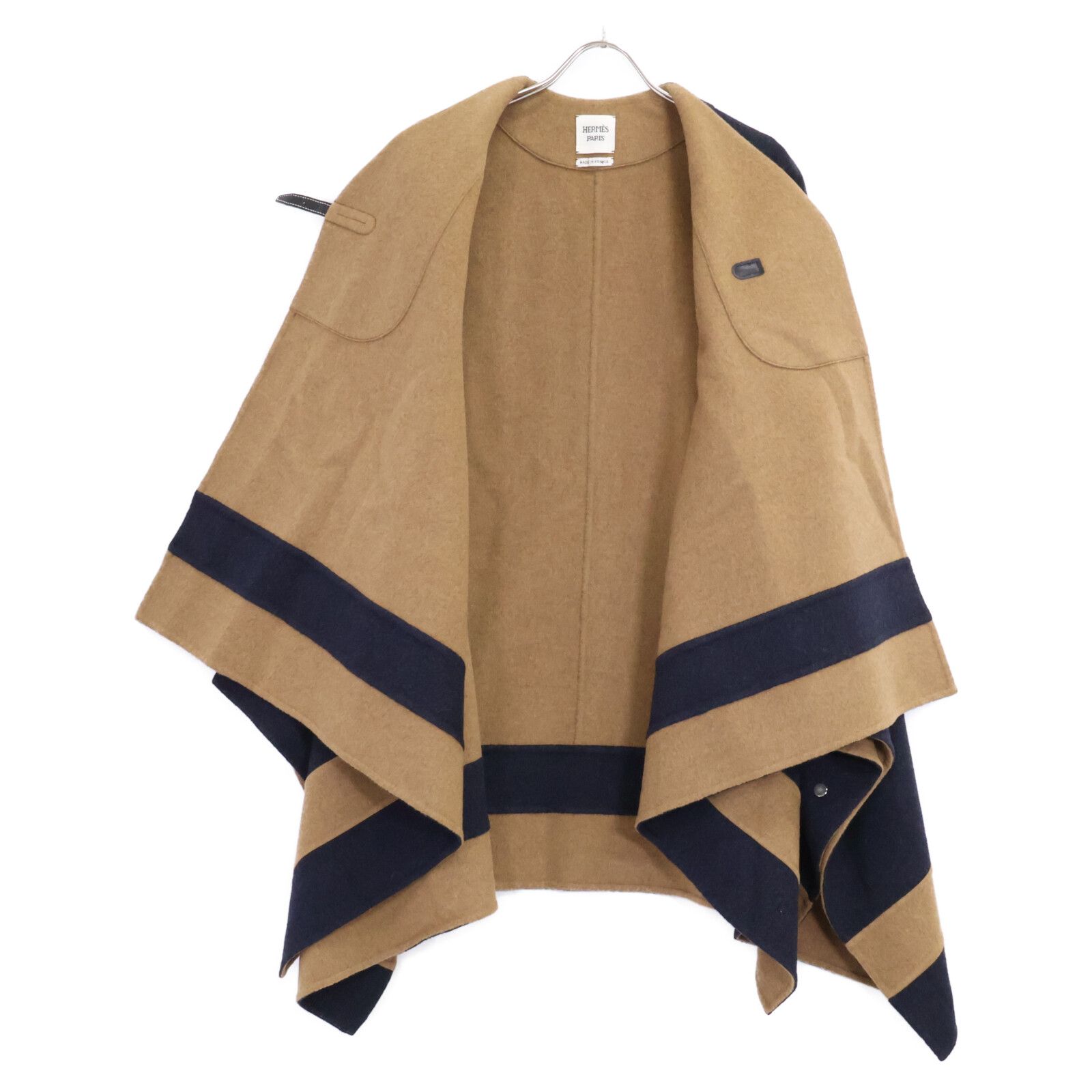 HERMES エルメス 【美品】前ベルト カシミヤ100％ ポンチョ/ケープ 38
