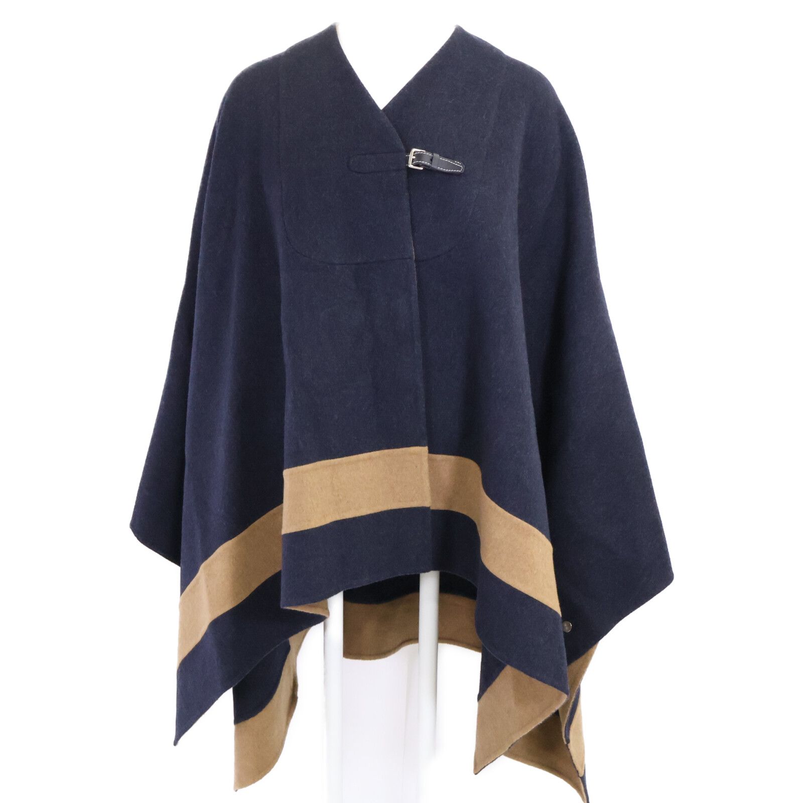 HERMES エルメス 【美品】前ベルト カシミヤ100％ ポンチョ/ケープ 38
