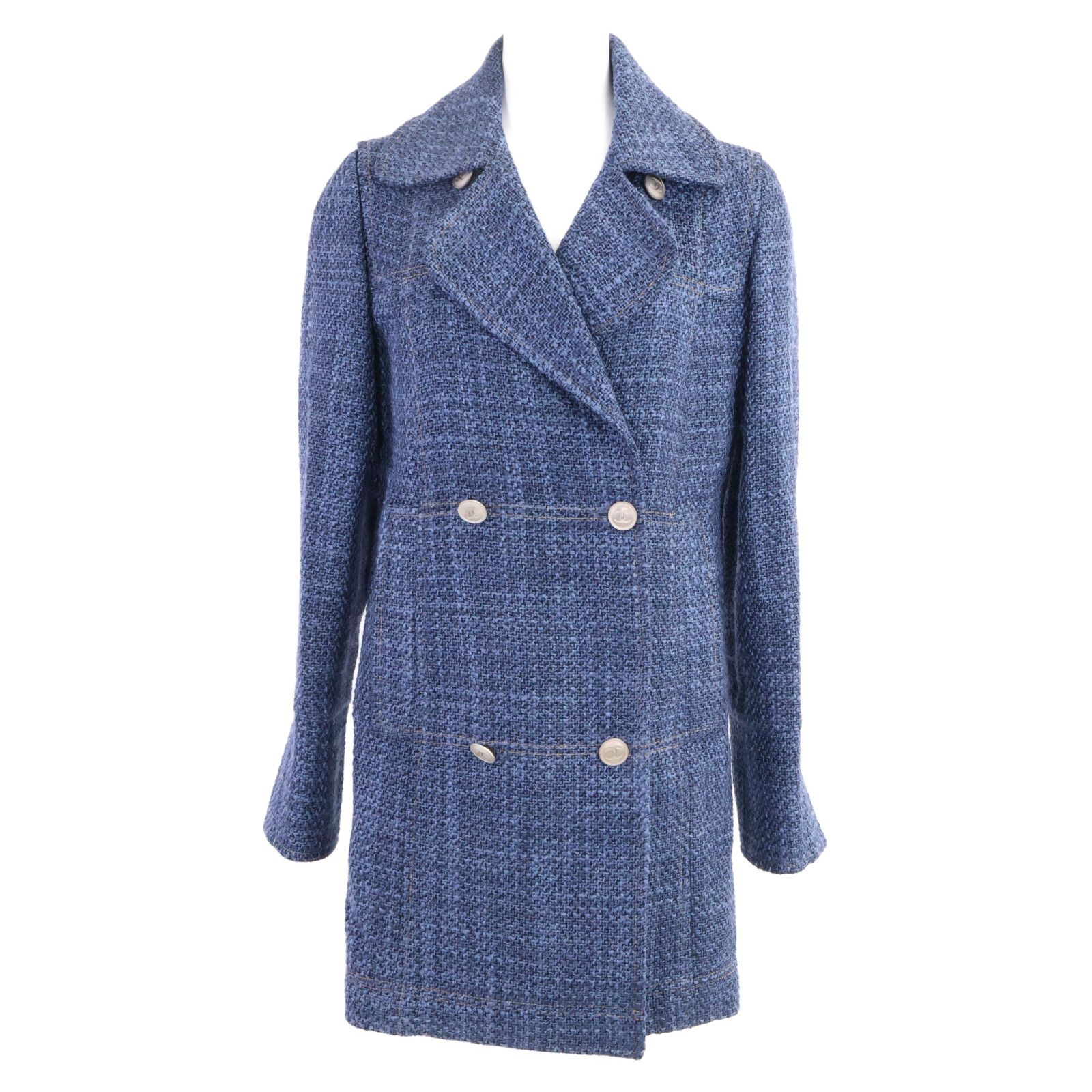 CHANEL - シャネル 美品 国内正規 P36833W04384 09A ラインストーンココボタン アルパカ混ウール ダブルブレスト ツイード 36 CHANEL シャネル 【美品/国内正規】P39399V28323 ココマークボタン