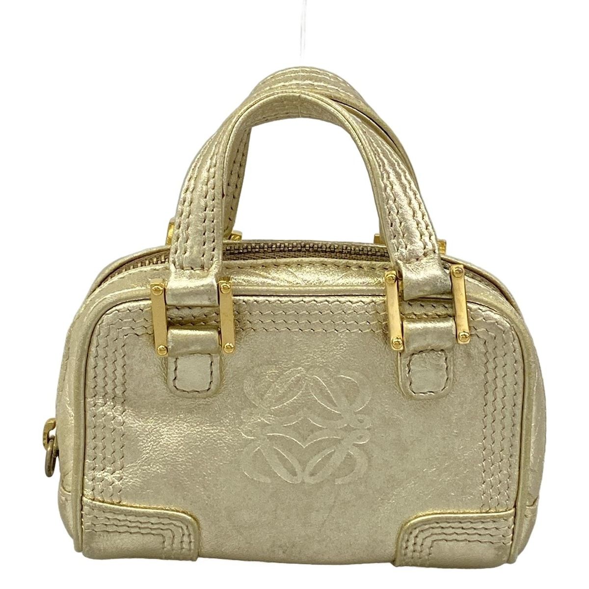 LOEWE(ロエベ) ハンドバッグ アマソナナノ ゴールド ミニバッグ/キーリング付き レザー