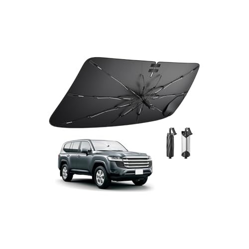 BIBIBO 2026年新改良 トヨタ ランドクルーザー 300系 傘型 サンシェード ランクル300 フロント車用サンシェード 日除け uvカット 遮光 折り畳み パラソル 車種専用設計 完全遮光 遮熱 紫外線遮蔽 曲がる中棒 傷防止 取付簡単 車中泊 as