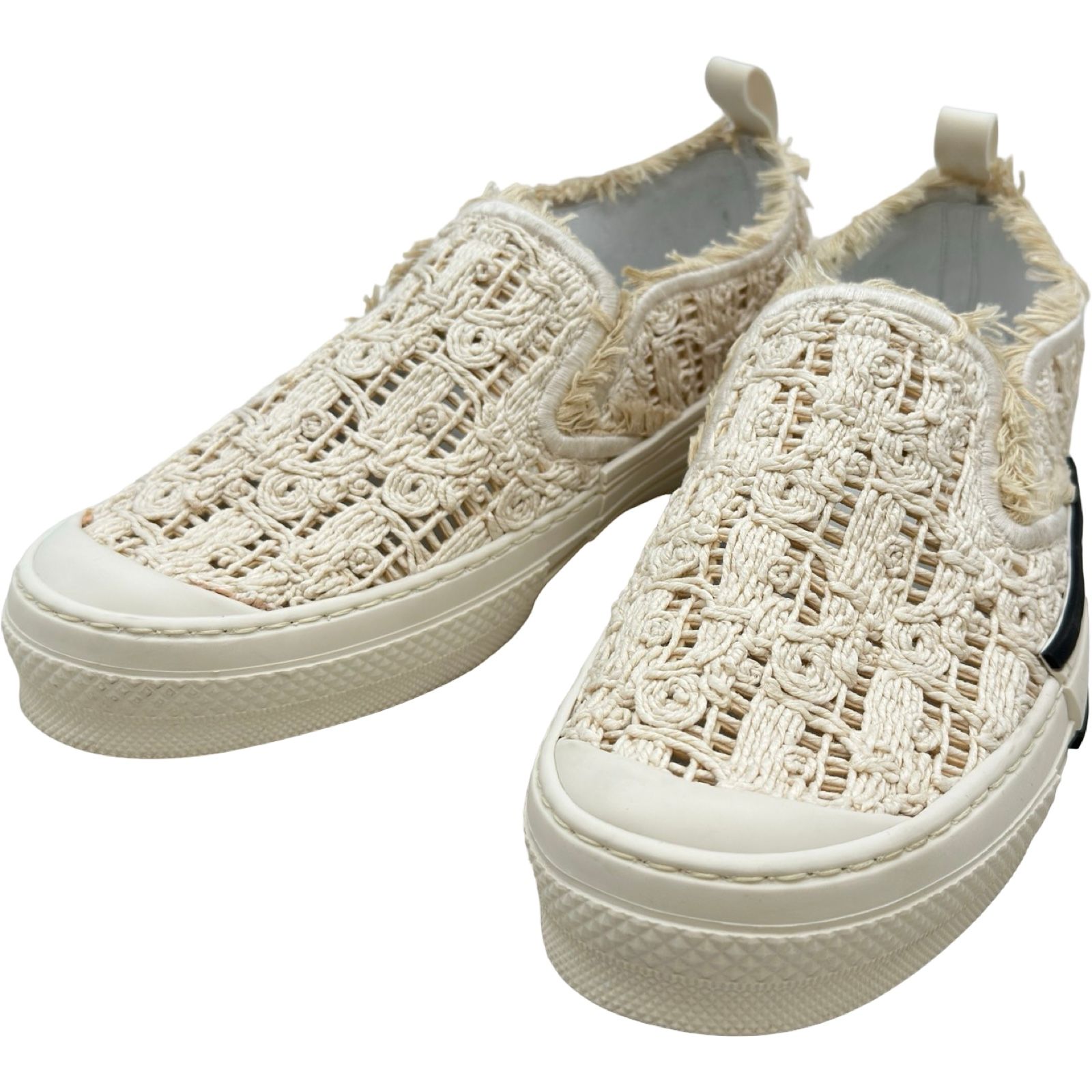 クリスチャン・ディオール Christian Dior B23 レーススリッポン 3SN282ZMU ホワイト コットン メンズ スリッポン