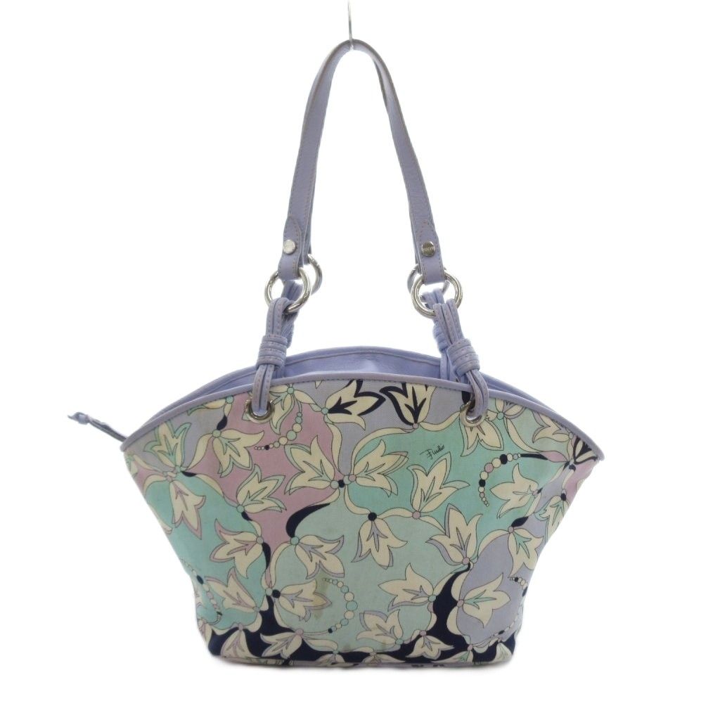 エミリオプッチ EMILIO PUCCI ハンドバッグ 水色 ライトブルー 花柄 総