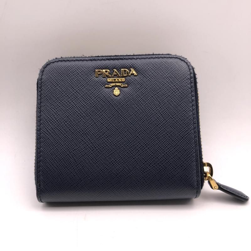 中古】PRADA サフィアーノ 二つ折り財布 ネイビー 1ML522 プラダ[17