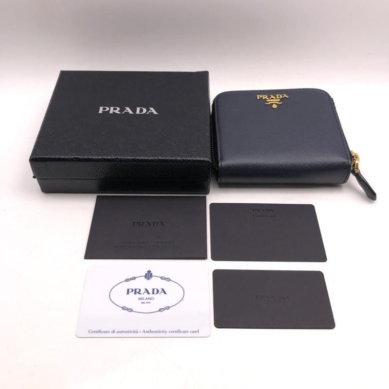 中古】PRADA サフィアーノ 二つ折り財布 ネイビー 1ML522 プラダ[17