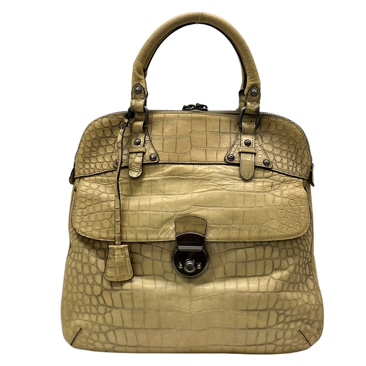 Max Mara(マックスマーラ) ハンドバッグ - ベージュ 型押し加工 レザー