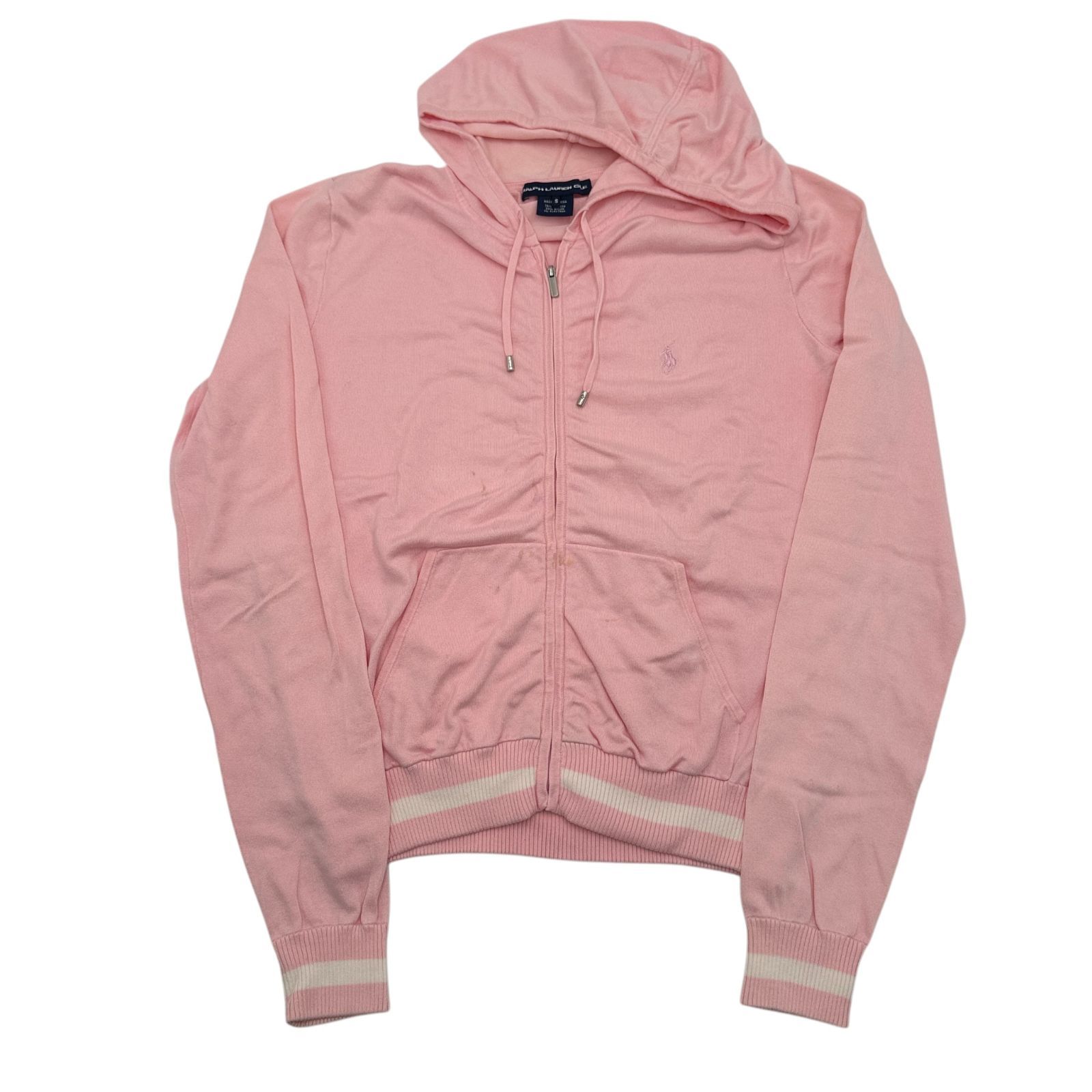 Sサイズ】RALPH LAUREN GOLF ライン ニットパーカー ピンク ラルフ