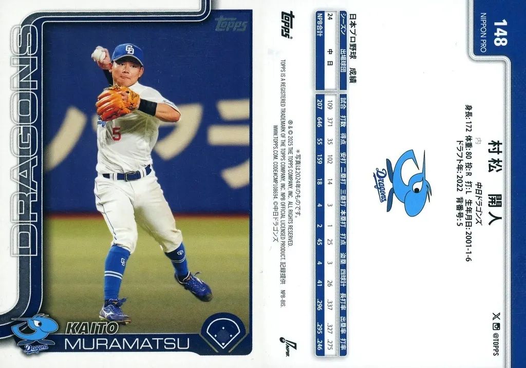 中古】スポーツ 148[ベースカード]：村松 開人 - メルカリ