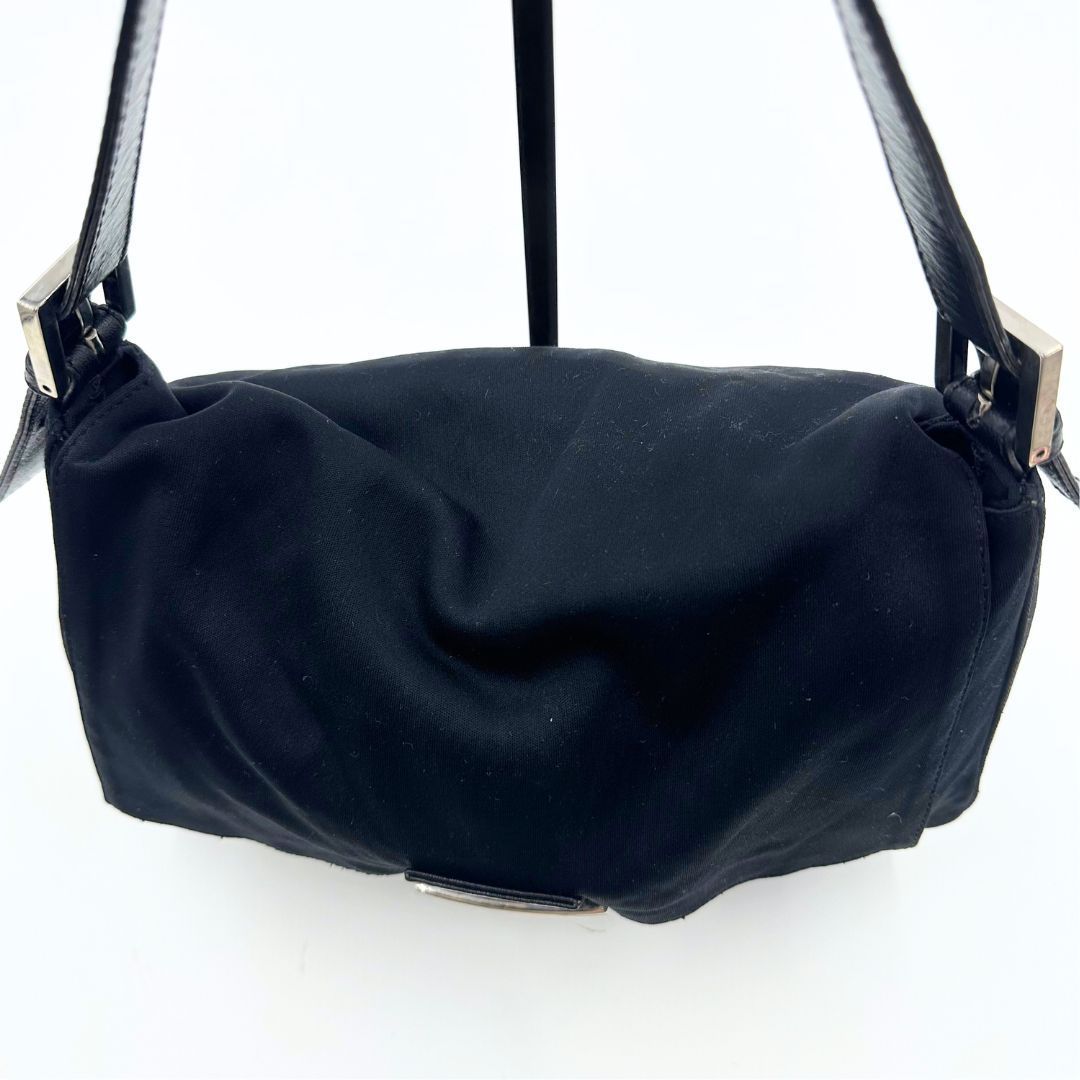 未使用□FENDI□コットンジャージ 黒 ハンドバッグ バケット 金具 中古 