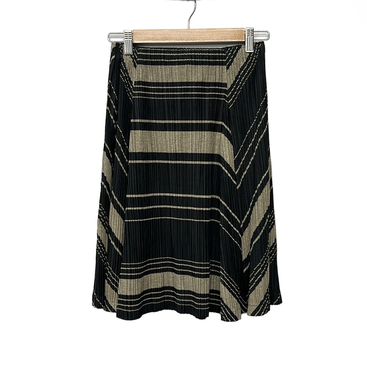 PLEATS PLEASE(プリーツプリーズ) スカート サイズ2 M レディース美品 - 黒×ベージュ ひざ丈/ウエストゴム