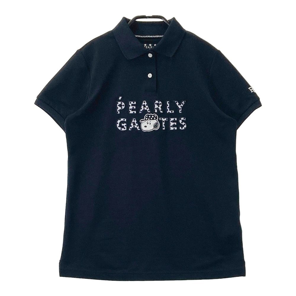 サイズ：1 PEARLY GATES パーリーゲイツ 2025年モデル ×PEANUTS 半袖ポロシャツ ブラック系 [240101723536] ゴルフウェア レディース ストスト