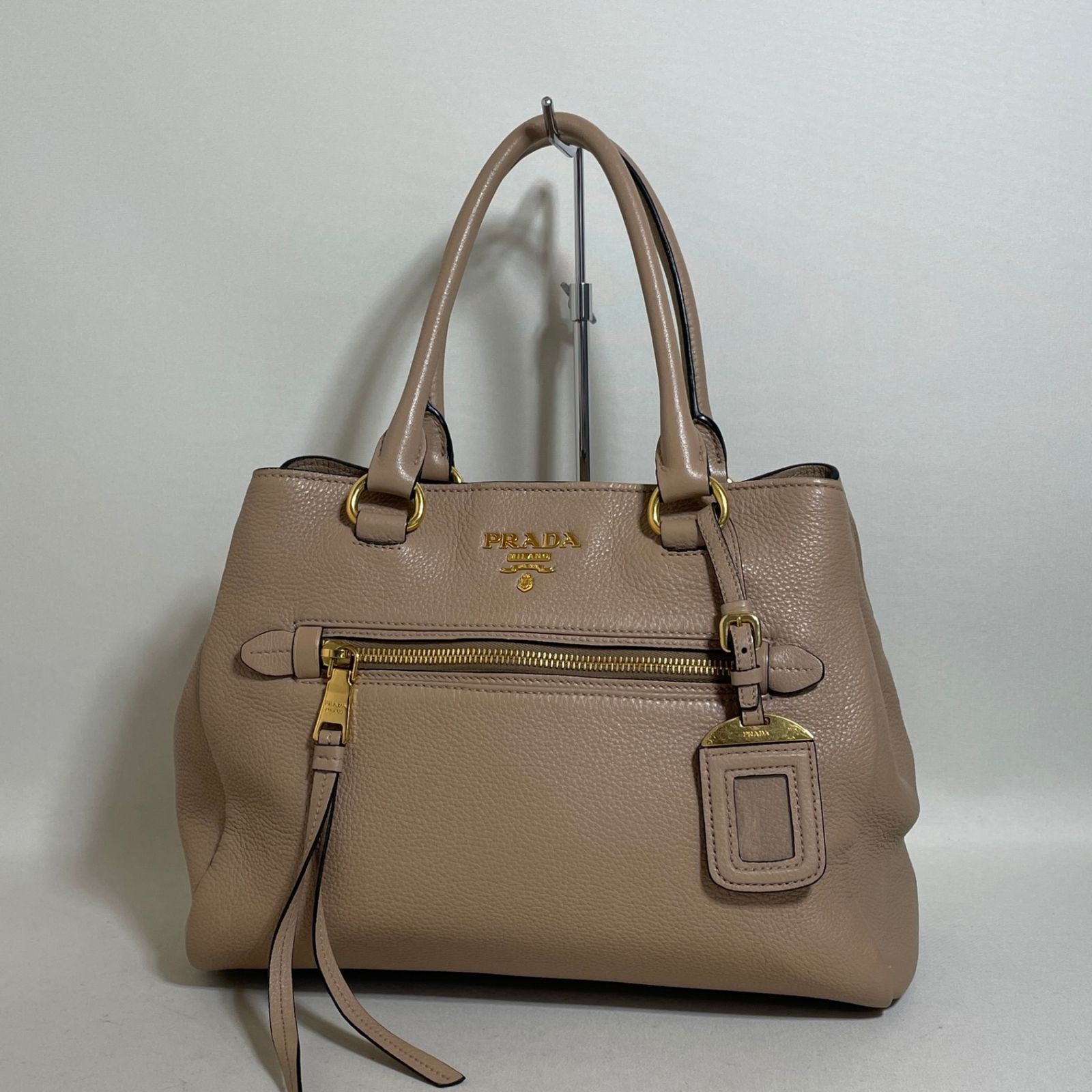 2607-23｜美品｜プラダ ハンドバッグ レザー ピンクベージュ