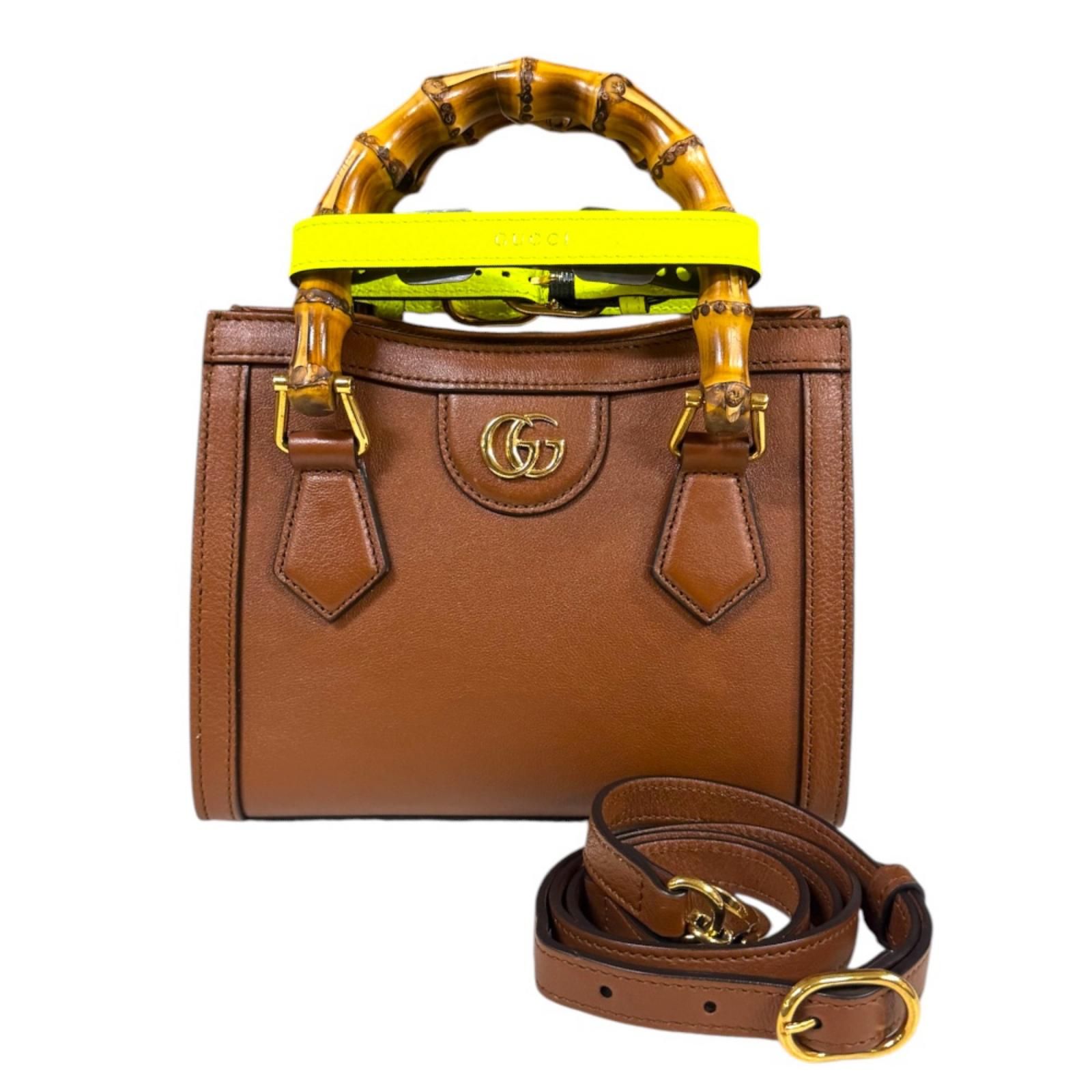 グッチ ダイアナ ミニトート バンブー ショルダーバッグ レザー 655661 ブラウン レディース GUCCI 中古 グッチ