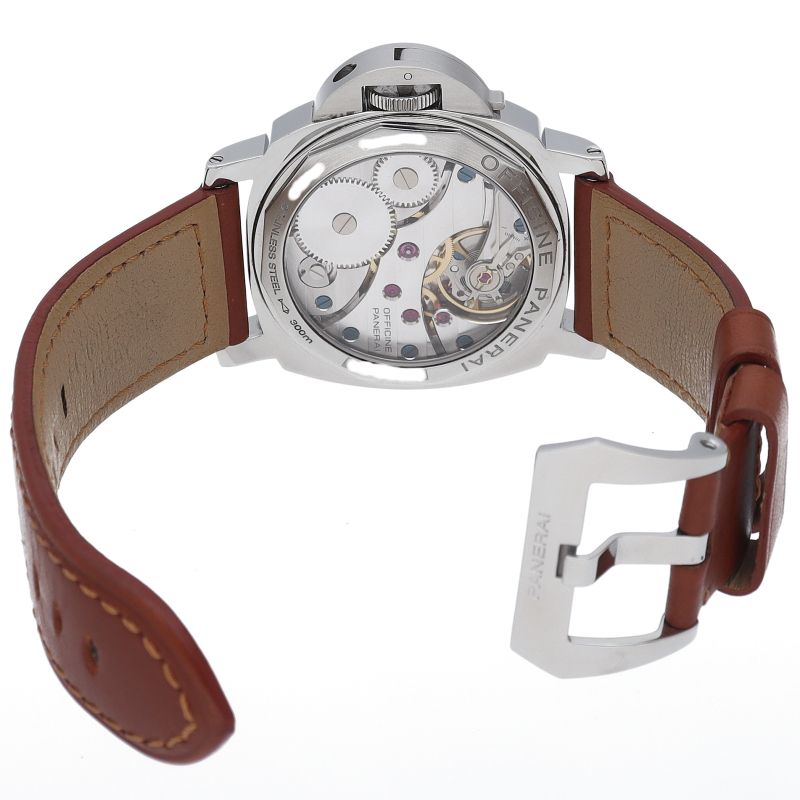 パネライ ルミノールマリーナ 44mm Luminor Marina 44mm PAM00113 箱 保証書 バンド SS/革 メンズ時計 ホワイト 仕上げ済 美品 【中古】 パネライ ルミノールマリーナ 44mm PAM00113 箱 保証書 バンド SS/革