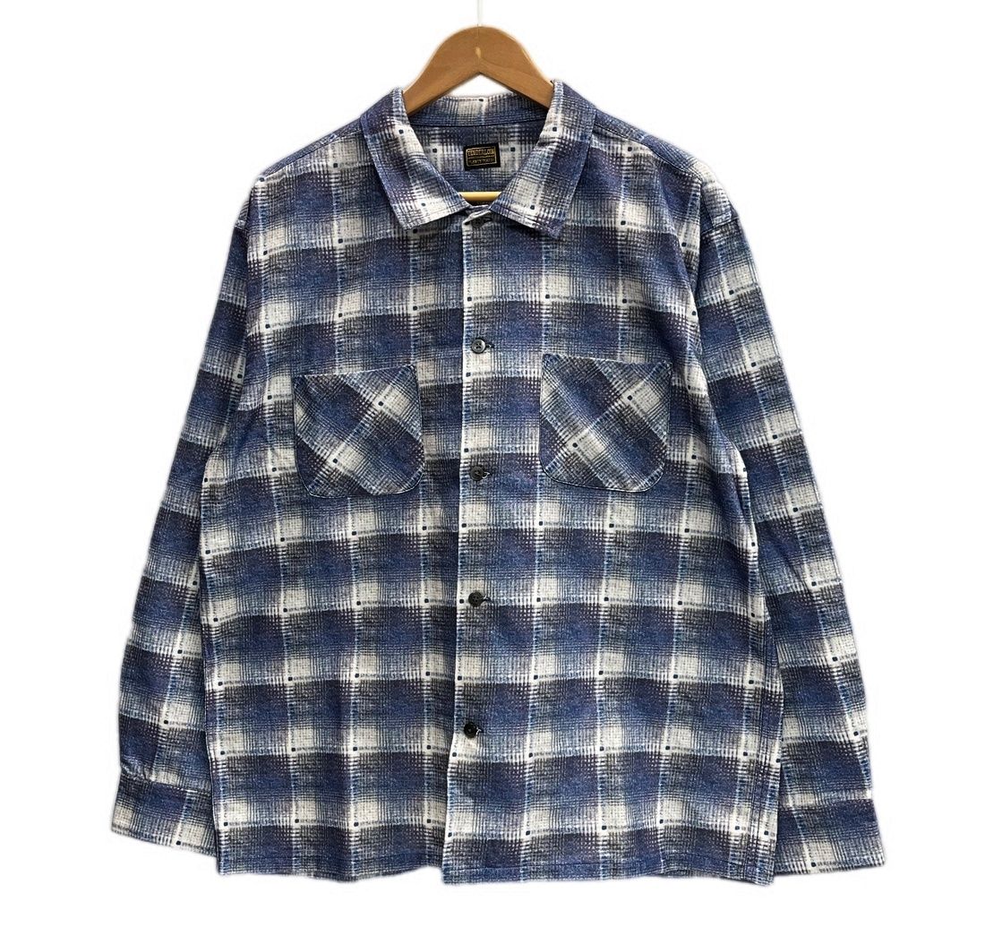 テンダーロイン TENDERLOIN PRINT FLANNEL SHIRT COTTON CHECK SHIRT フランネル チェック シャツ プリネル 青 長袖シャツ マルチカラー Lサイズ 101MT-6605 .