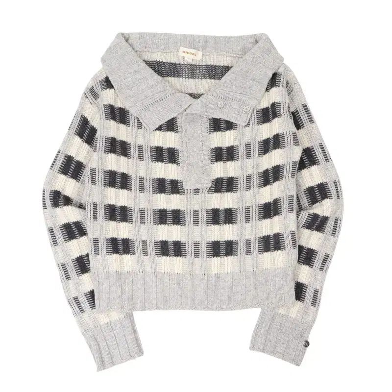 DIESEL オフショルダー チェック カラ ニット 9,341円