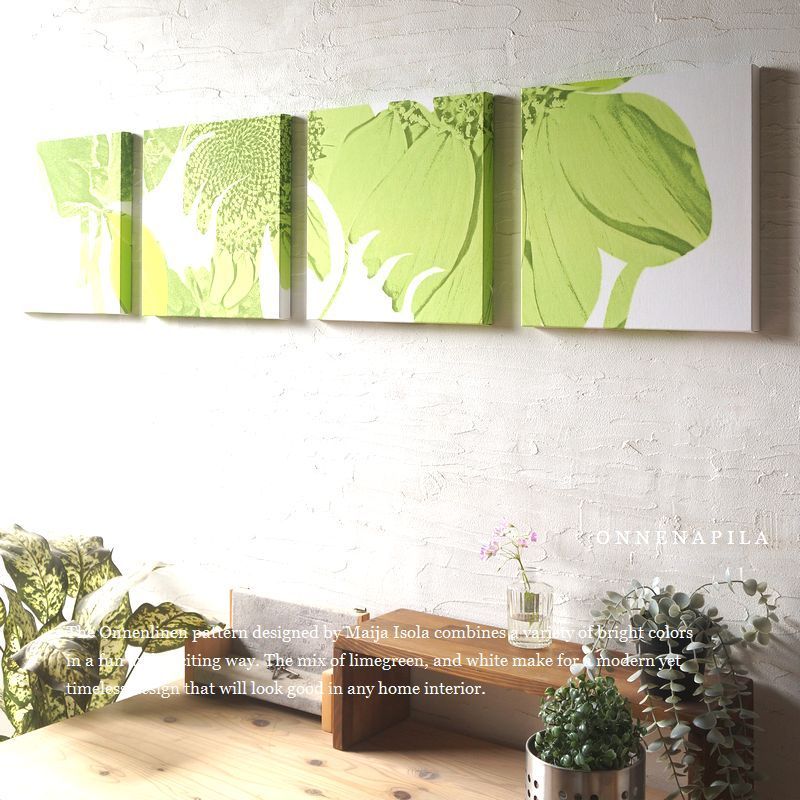 マリメッコ ファブリックパネル type 廃番限定品 yellowgreen 北欧 marimekko 30×30cm 4枚