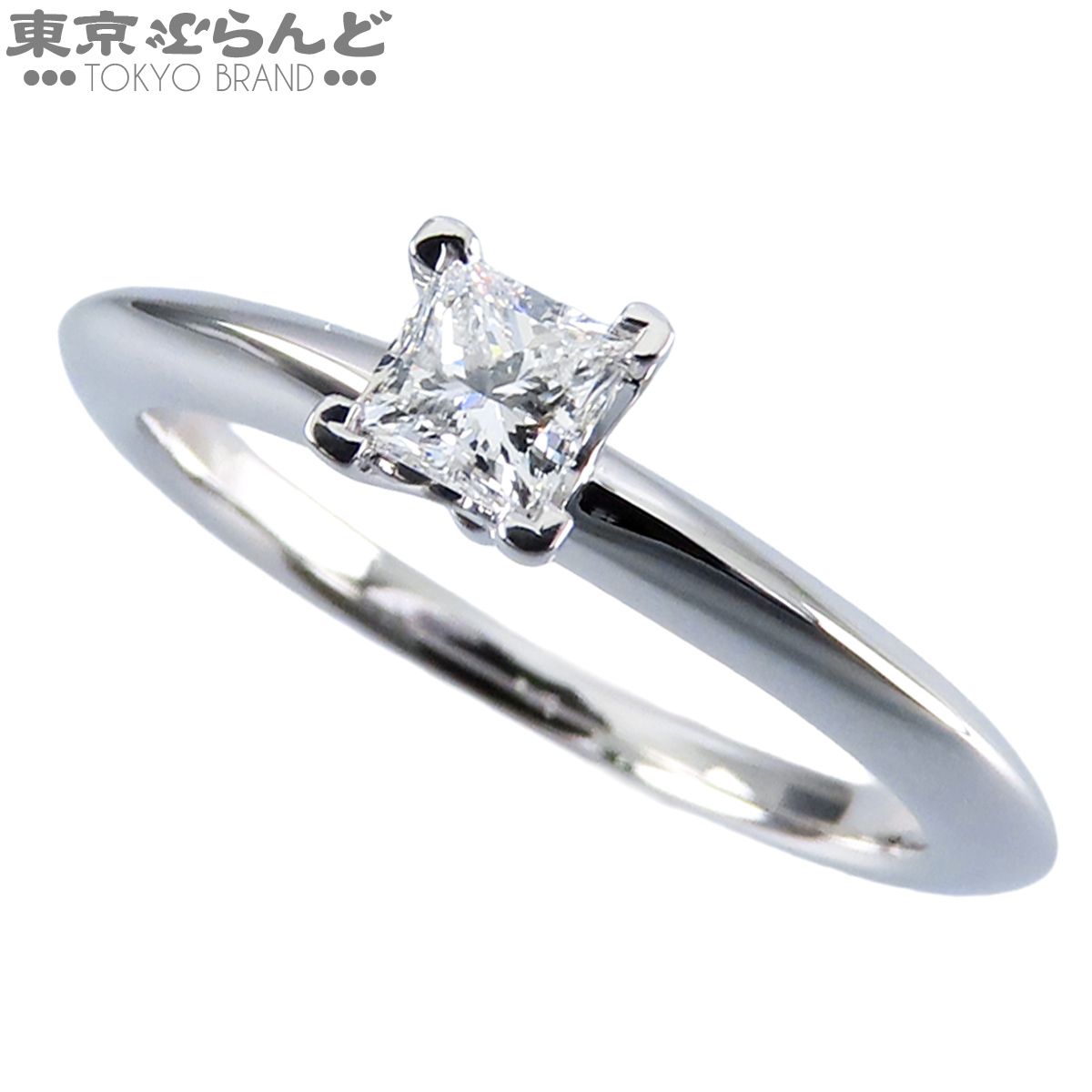 ティファニー TIFFANY&Co. エンゲージメントリング プラチナ Pt950 ダイヤモンド プリンセスカット ソリテール D0.20ct 証明書付 7.5号相当 レディース 仕上済 101879628