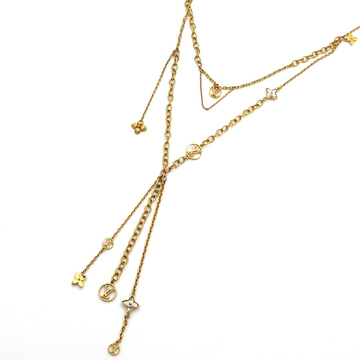 LOUIS VUITTON(ルイヴィトン) ネックレス ブルーミングストラスロングネックレス M68373 ゴールド