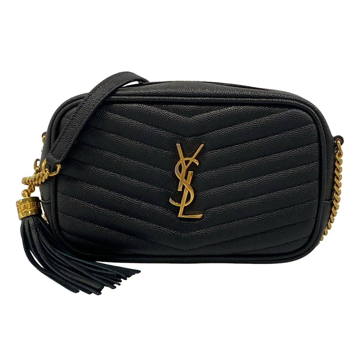 SAINT LAURENT PARIS(サンローランパリ) ショルダーバッグ ルーミニバッグ 618057 黒×ゴールド レザー