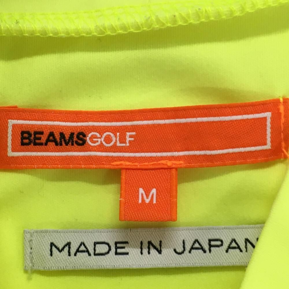 美品】ビームスゴルフ 半袖ハイネックシャツ 蛍光イエロー ロゴ