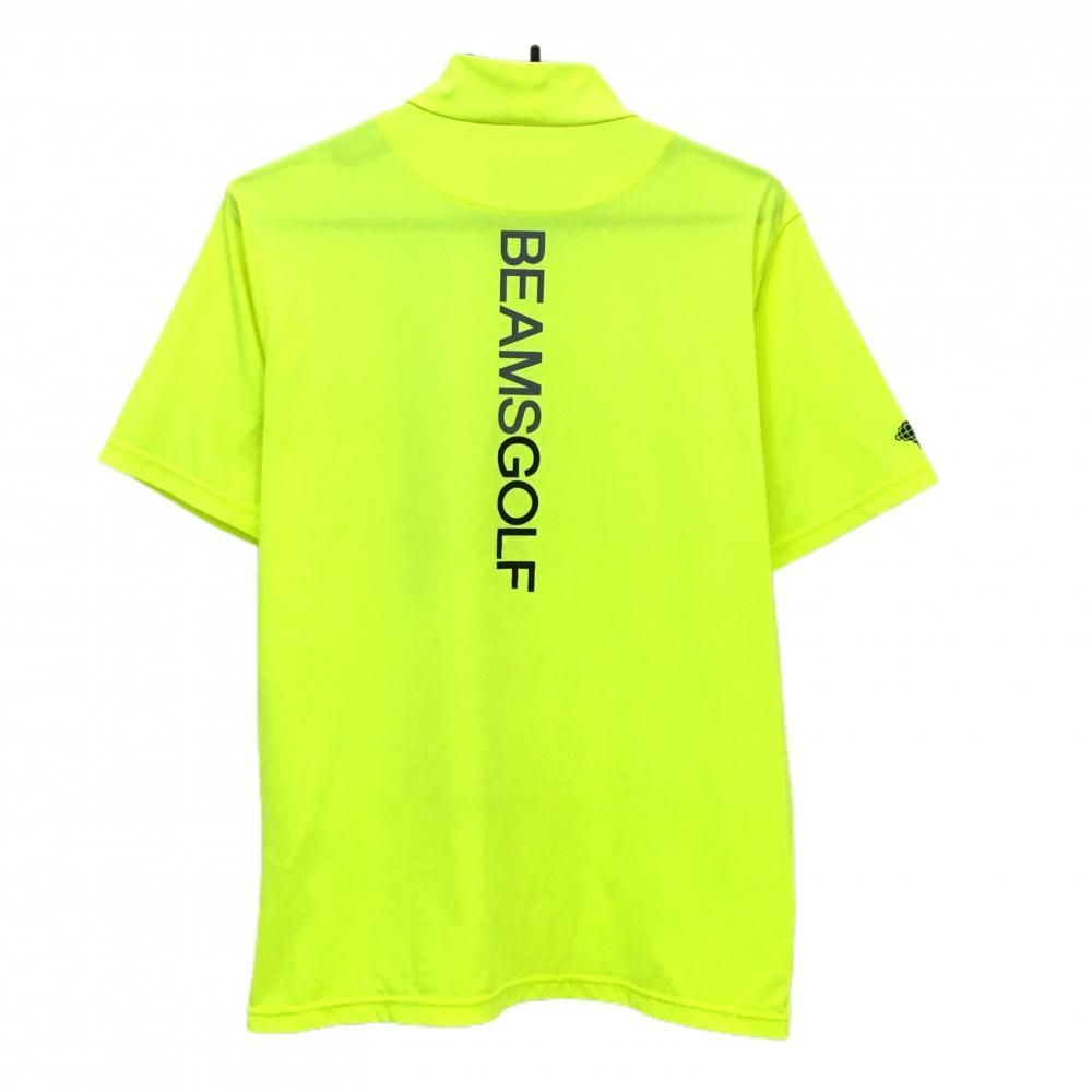 【美品】ビームスゴルフ 半袖ハイネックシャツ 蛍光イエロー ロゴプリント メンズ M ゴルフウェア BEAMS GOLF 美品】ビームスゴルフ 半袖ハイネックシャツ 蛍光イエロー ロゴ