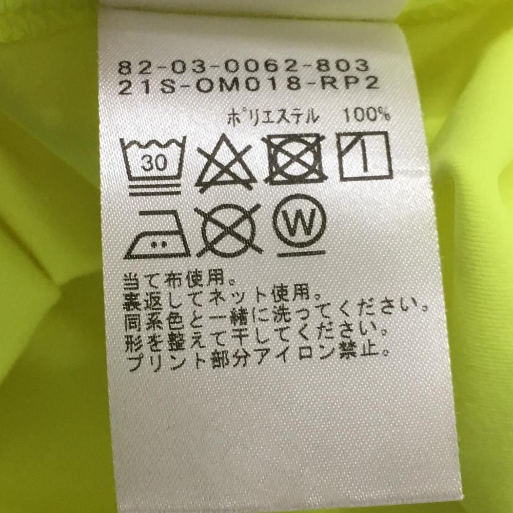 美品】ビームスゴルフ 半袖ハイネックシャツ 蛍光イエロー ロゴ