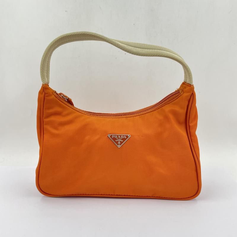 【中古】PRADA トライアングルロゴ ミニ テスート スポーツバッグ オレンジ R-C　ﾌﾟﾗﾀﾞ[24]