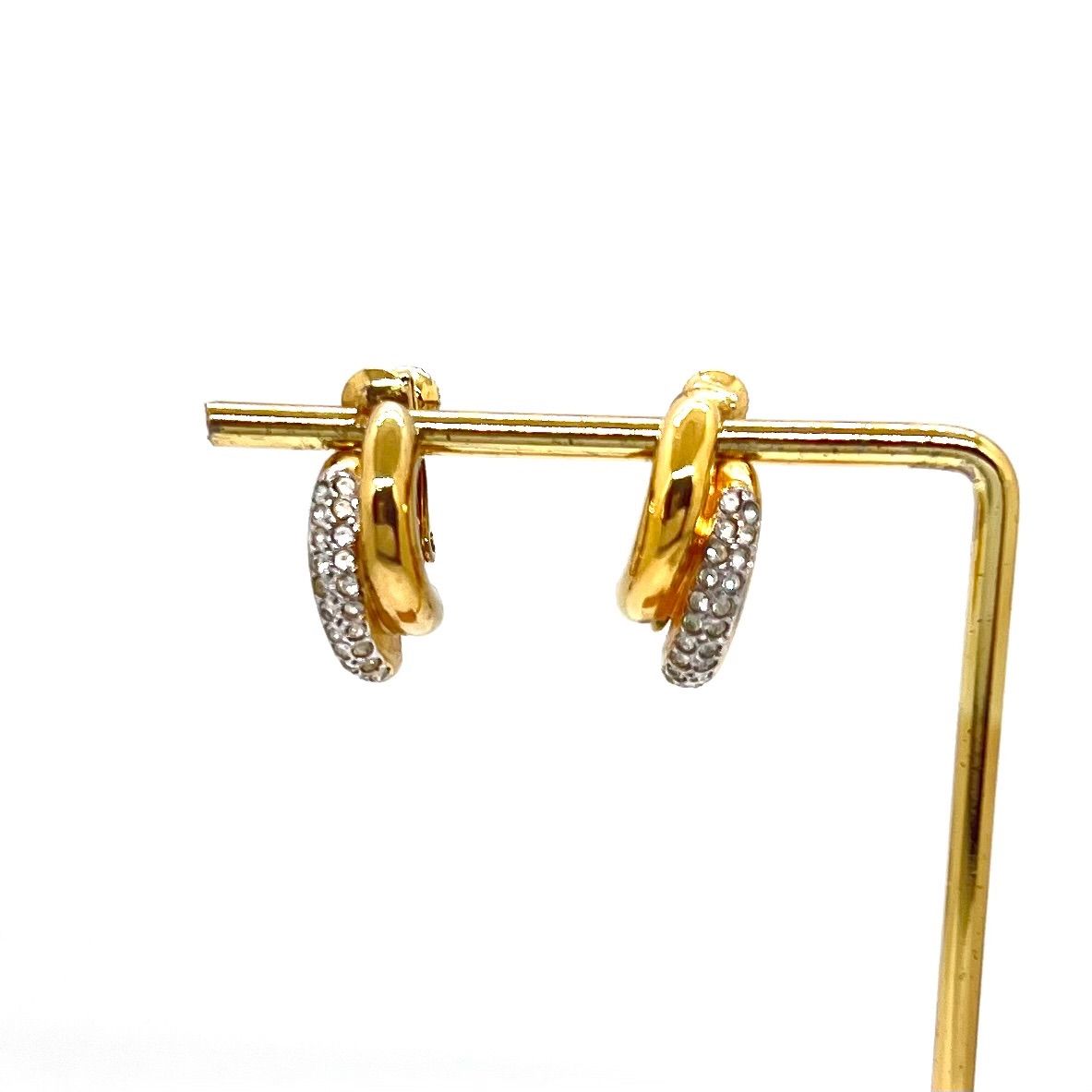 Good Condition Courrèges Courrèges Earrings Gold Rhinestones