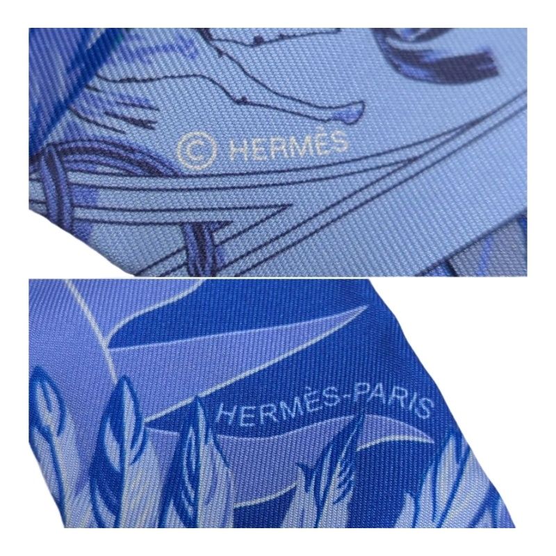 HERMES エルメス ツイリー Cheval Phoenix 馬と不死鳥 H062861S ブルー