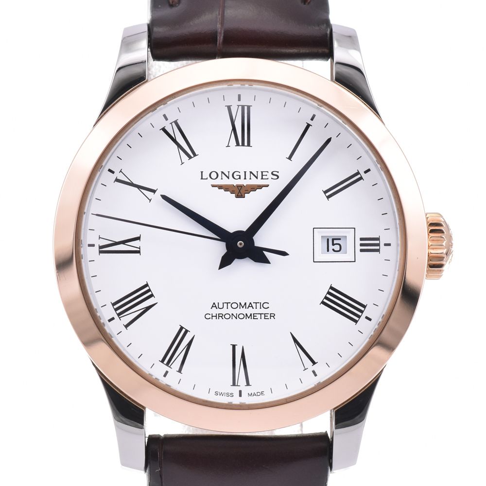 値下 ロンジン LONGINES L2.321.5.11.2 レコード デイト 自動巻き レディース 美品 箱・保証書付き R#146543