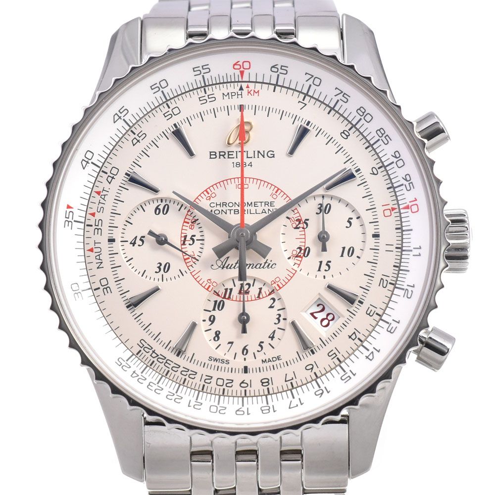 値下 ブライトリング BREITLING AB0131 ナビタイマー モンブリラン01 クロノグラフ デイト 自動巻き メンズ 美品 R#146410