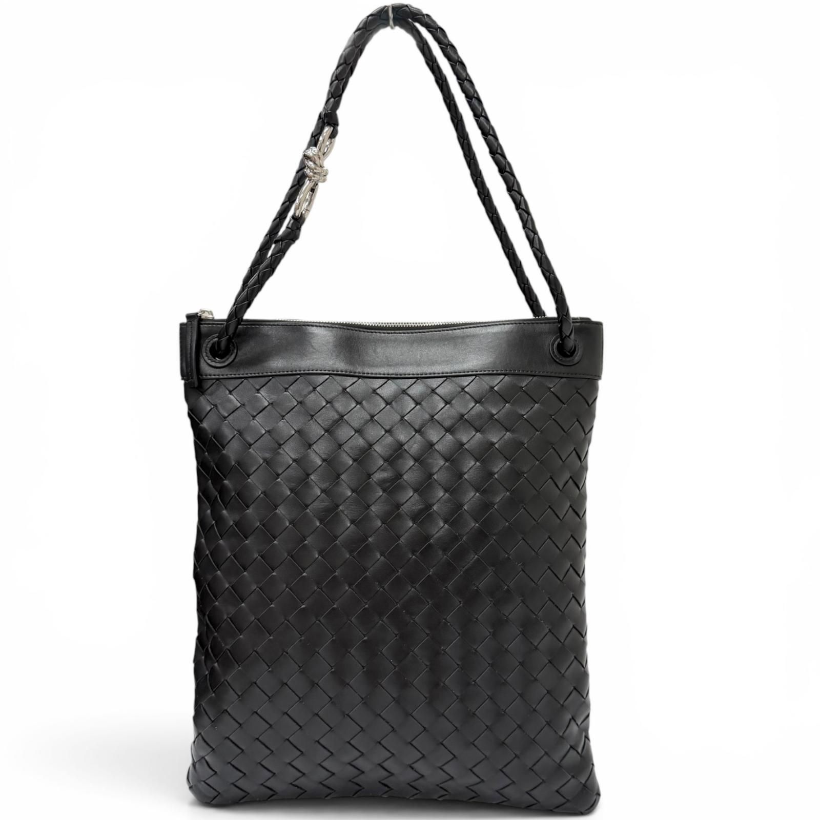美品□BOTTEGAVENETA ボッテガヴェネタ 806490 アンディアーモ レザー イントレチャート メッセンジャー フラット ショルダーバッグ 伊製