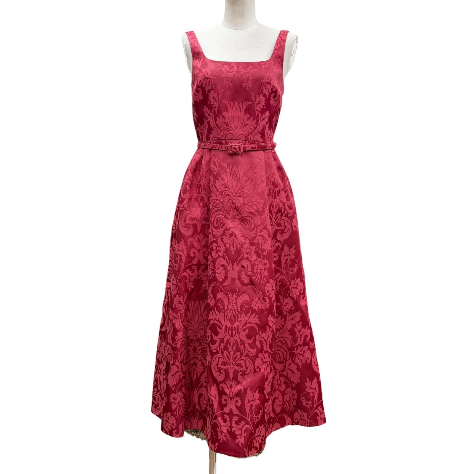 極美品◇Christian Dior クリスチャンディオール 2023年製 311R42A7137 シルク混 ラジワ妃着用 ジャカード ベルト ワンピース 38 正規品