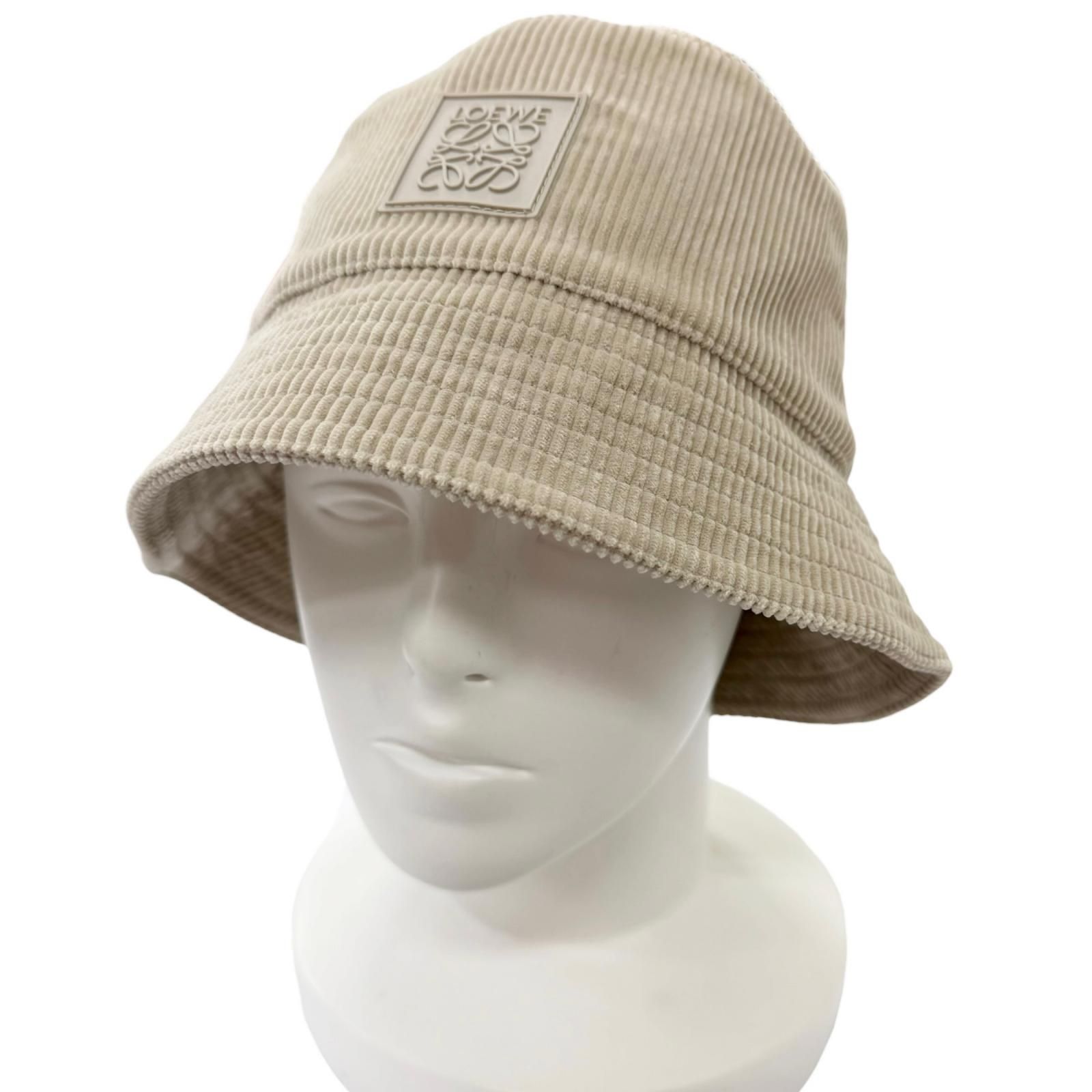 美品 ロエベ ハット アナグラム パッチ バケットハット ベージュ コーデュロイ 美品□LOEWE ロエベ K820HB1X65 コーデュロイ アナグラムパッチ