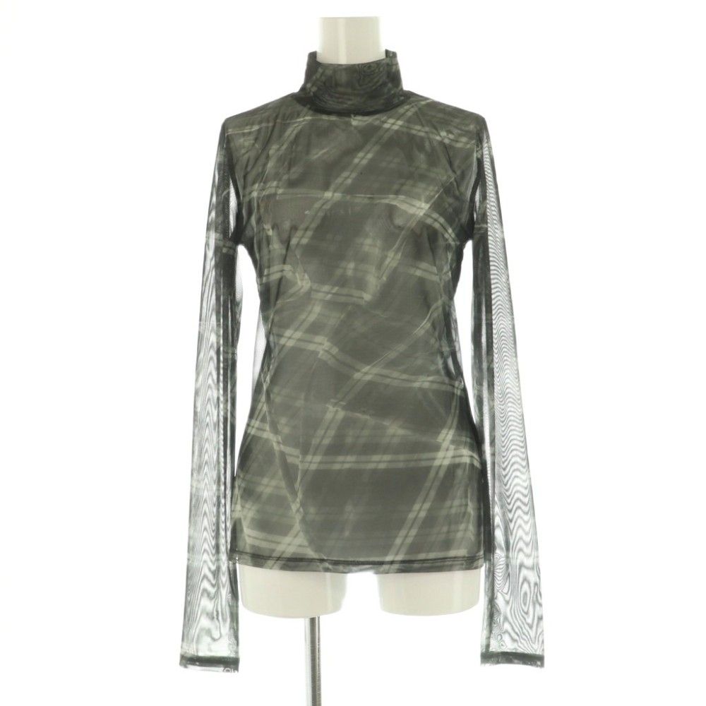 メゾンスペシャル MAISON SPECIAL 25SS Plaid Mesh Tops チェックメッシュトップス カットソー 長袖 ハイネック シースルー ブラック /MY ■OS ■GY69