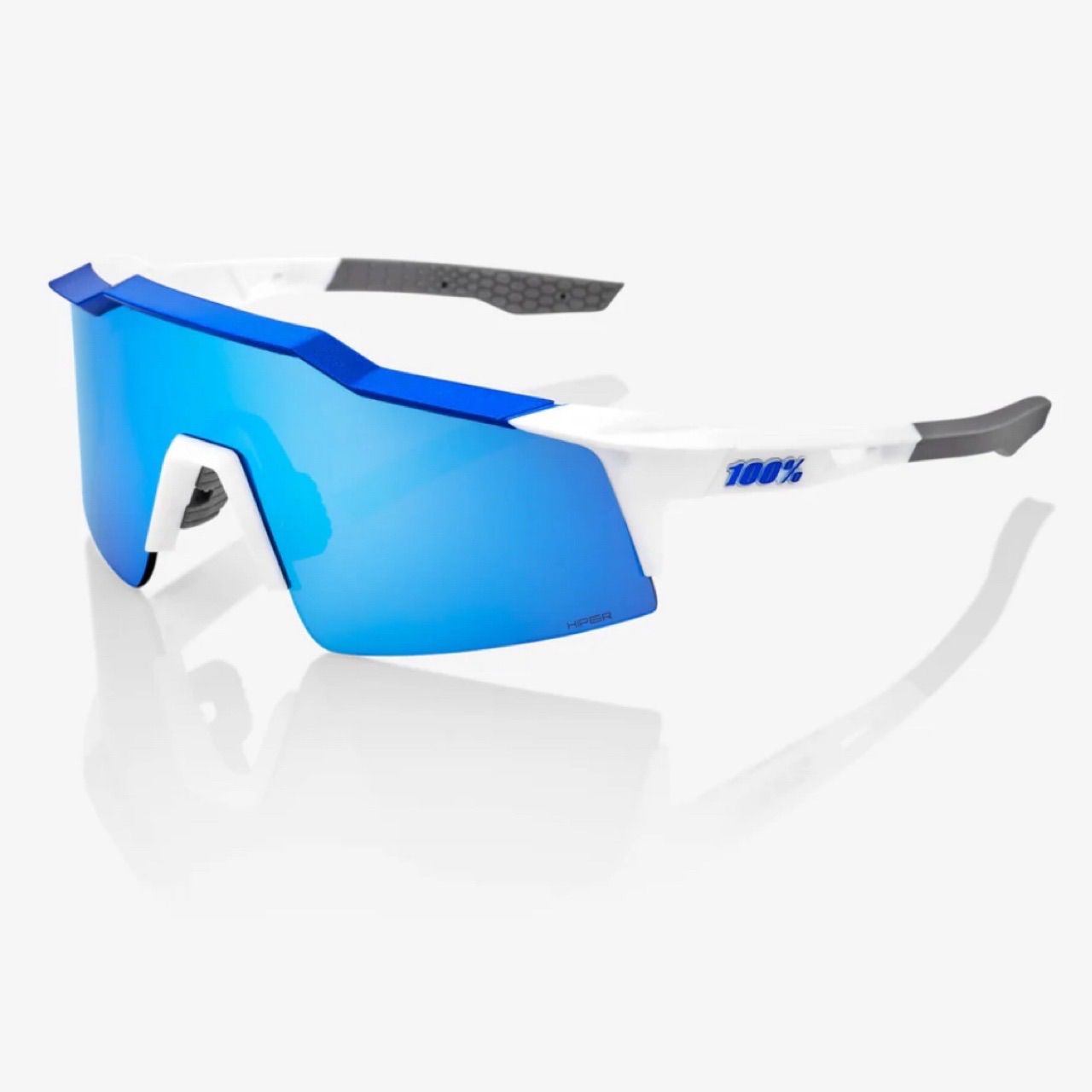 100%/ワンハンドレッド　SPEEDCRAFT® SL Matte White/Metallic Blue HiPER® Blue Multilayer Mirror Lens　ミラーレンズ スポーツサングラス 野球 ロードバイク