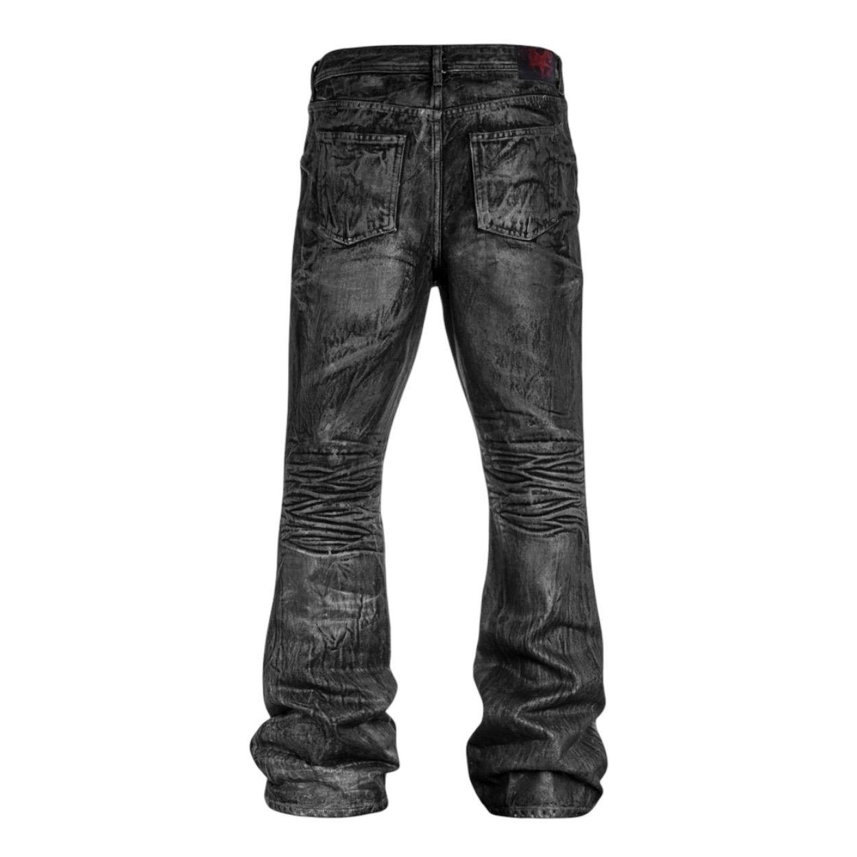 EMOSTANCECLUB BLACK DUST COATED FLARE JEANS - メルカリ