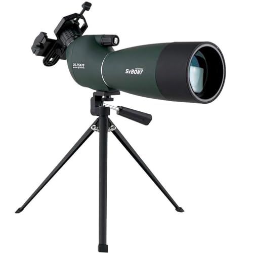 SVBONY SV28 フィールドスコープ 望遠鏡 高倍率 25-75x 70mm スポッティングスコープ 傾斜型 70mm大口径 IP65防水 FMC 明るい視界 バードウォッチング 野鳥観察 アーチェリー 射撃 狩猟 自然観察 スマホアダ 5e1e56c1
