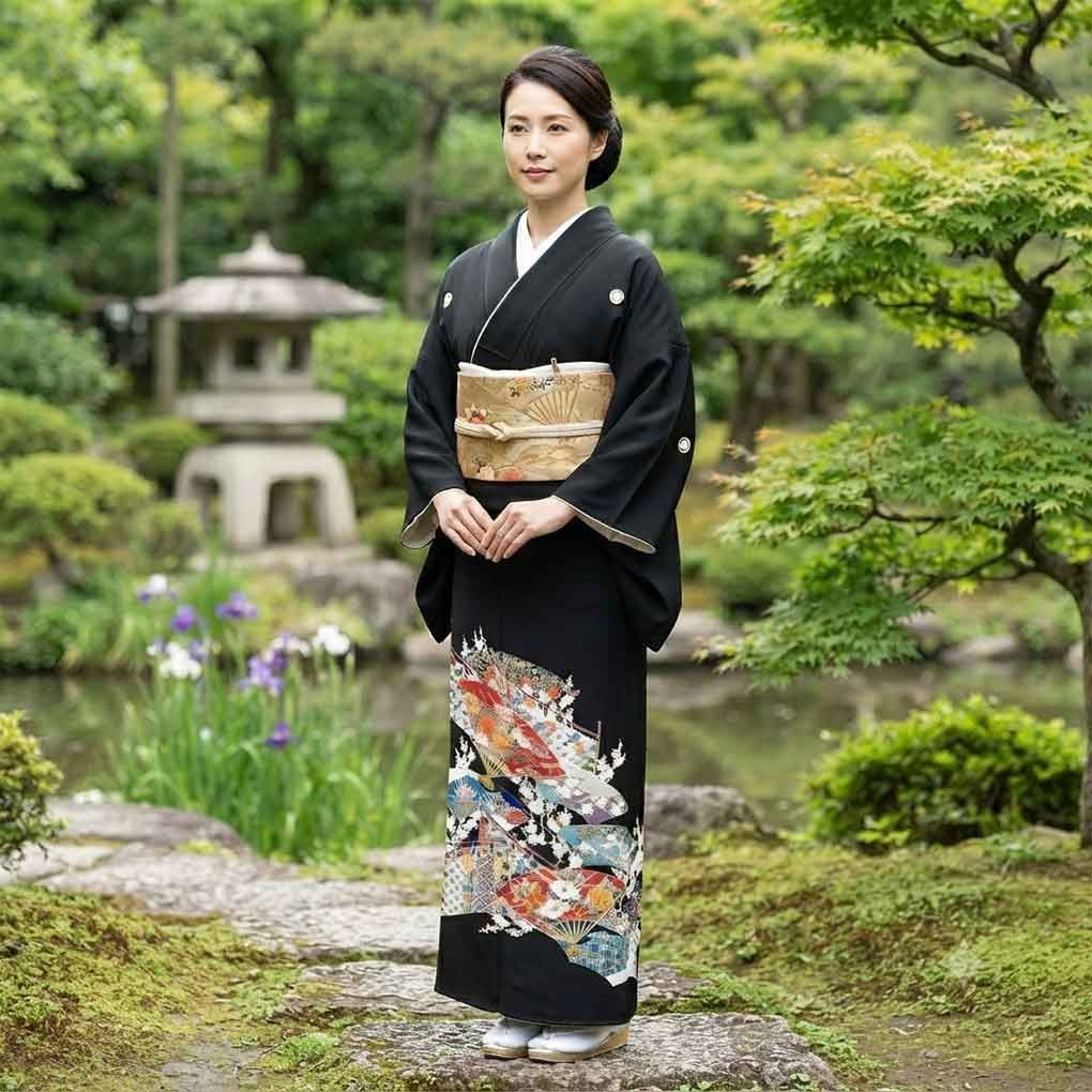 黒留袖 身丈158cm 裄64cm 前幅24cm 後幅30cm 袖丈52cm 袖幅33cm