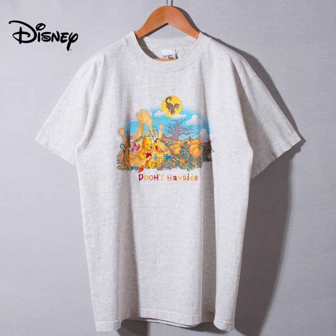 90s ディズニー Disney プーさん Pooh Tシャツ L 相当 グレー