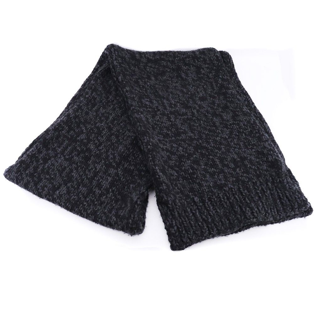 DOLCE&GABBANA カシミヤ混ローゲージニットマフラー ブラックグレー