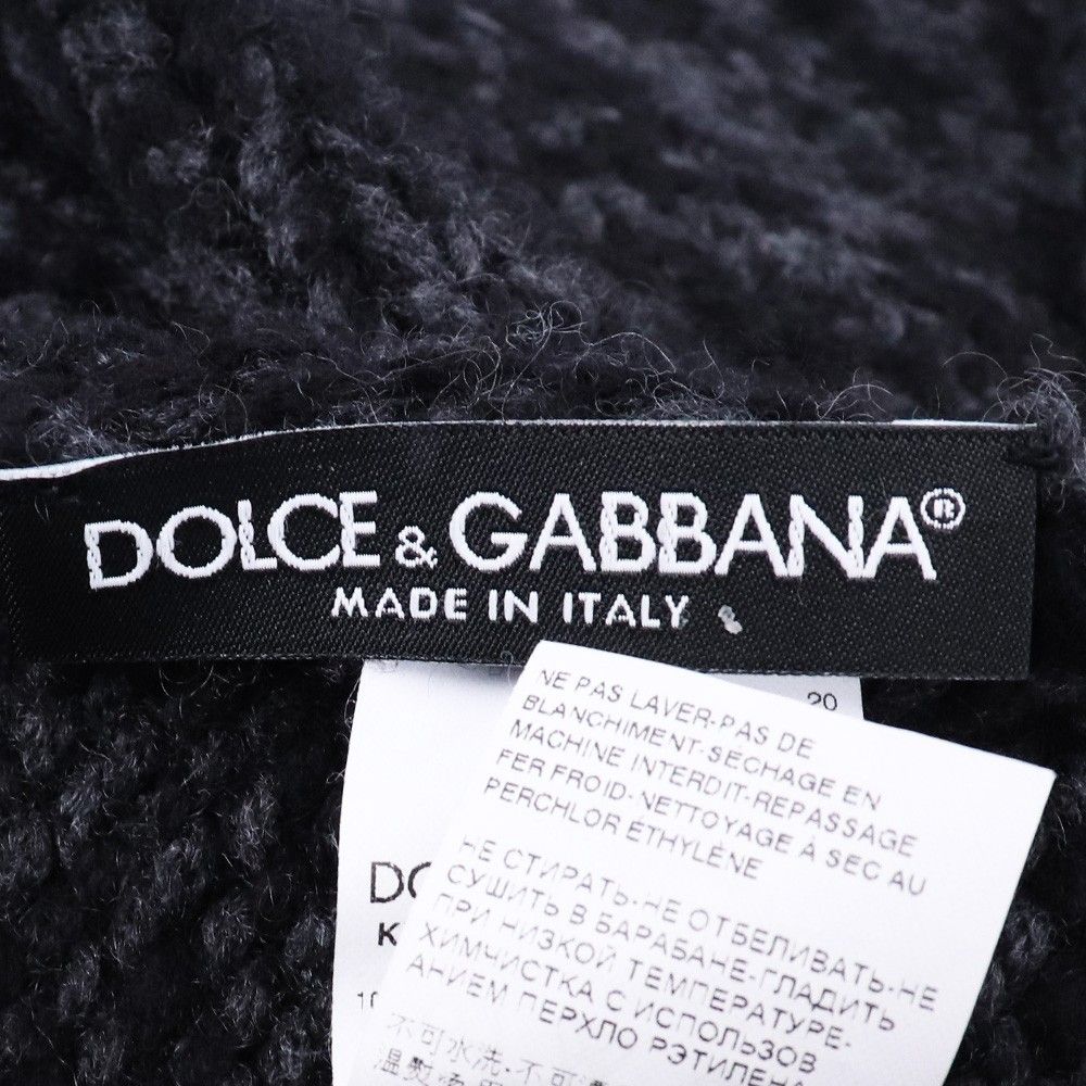 DOLCE&GABBANA カシミヤ混ローゲージニットマフラー ブラックグレー