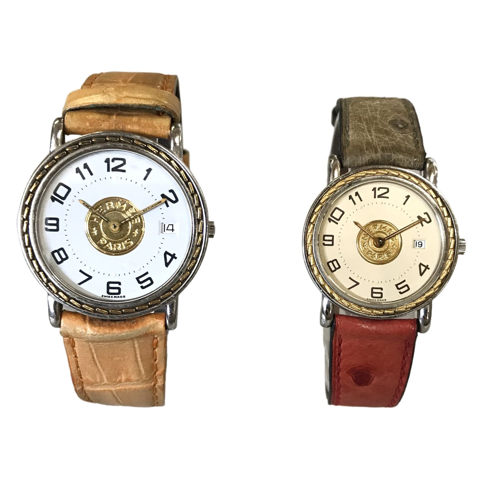 エルメス HERMES セリエ クォーツ 腕時計 2本セット メンズ レディース レザーベルト 不動 中古 訳あり T11440192